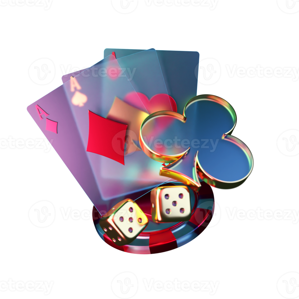 Modern Style Poker Card with Chip Element png