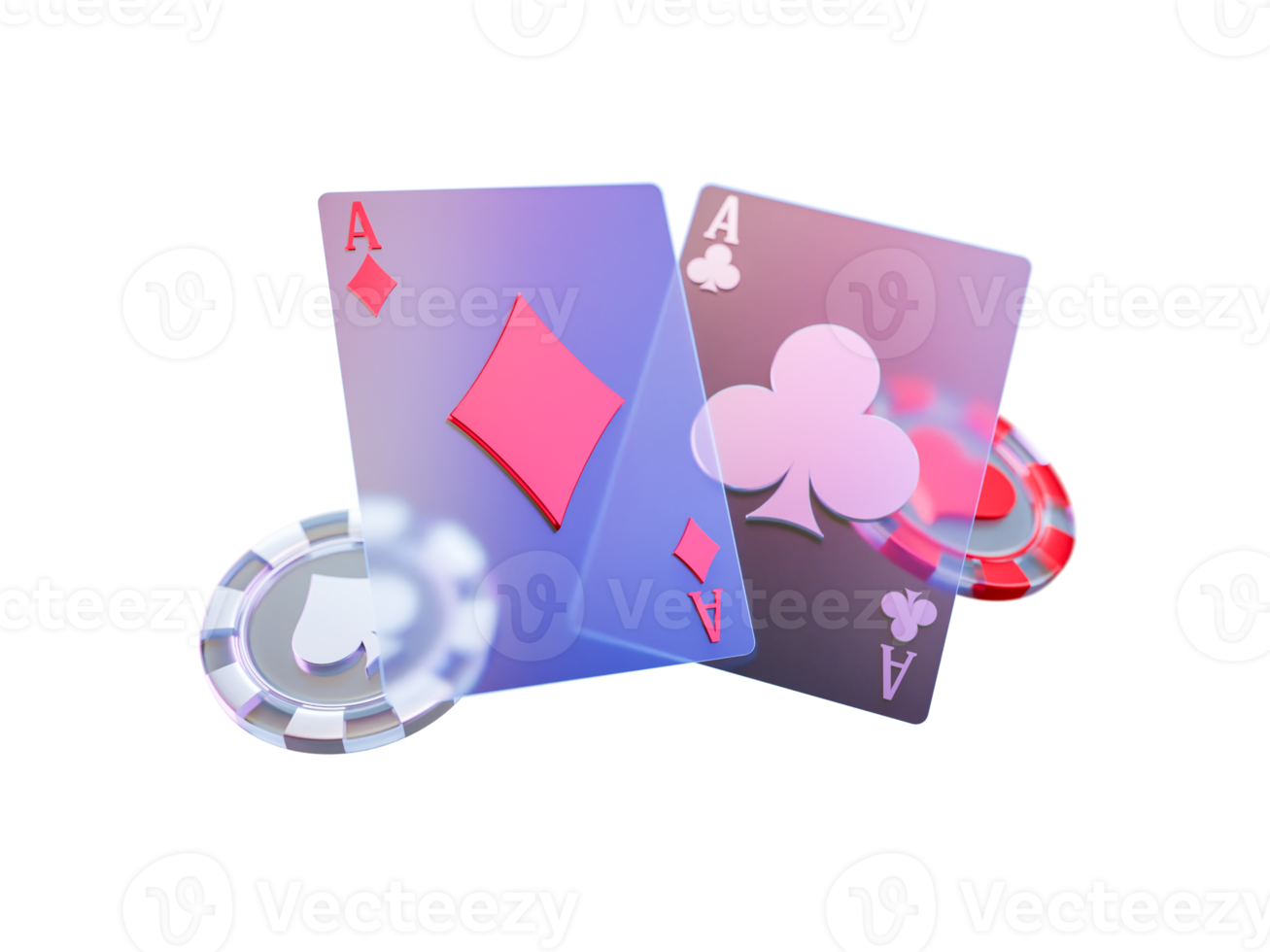 Modern Style Poker Card with Chip Element png