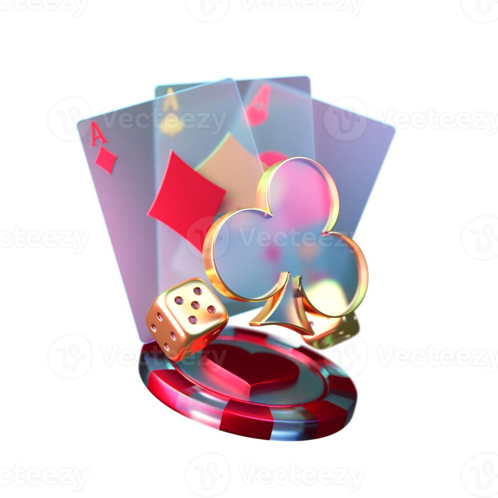 Modern Style Poker Card with Chip Element png