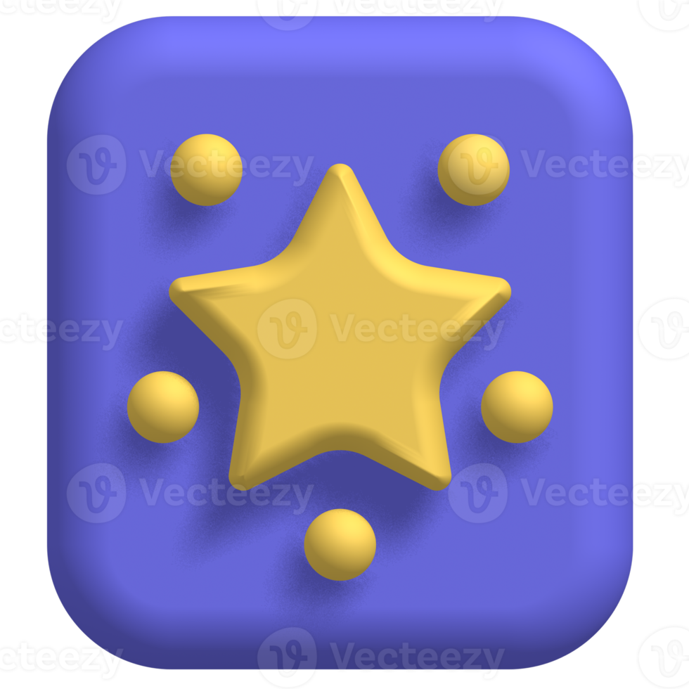 3D icon of Star badge with transparent background png