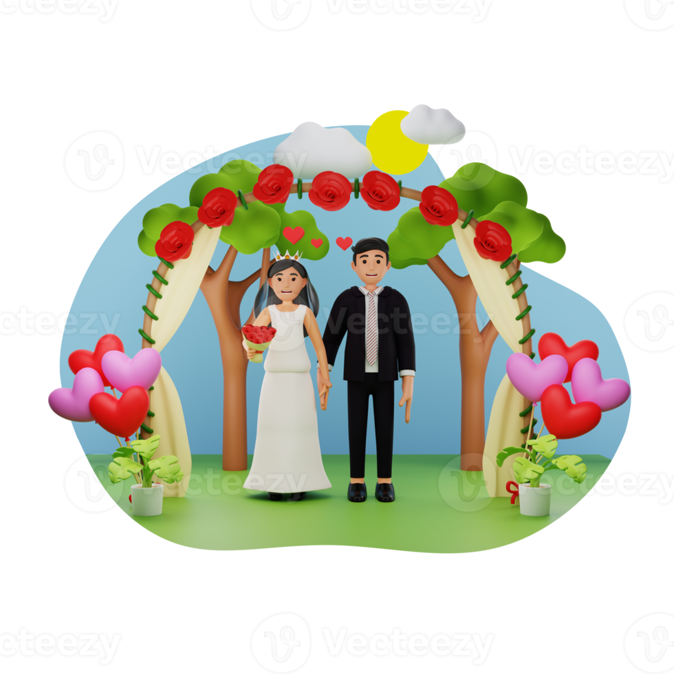 Marriage Ceremony 3D Character Illustration png