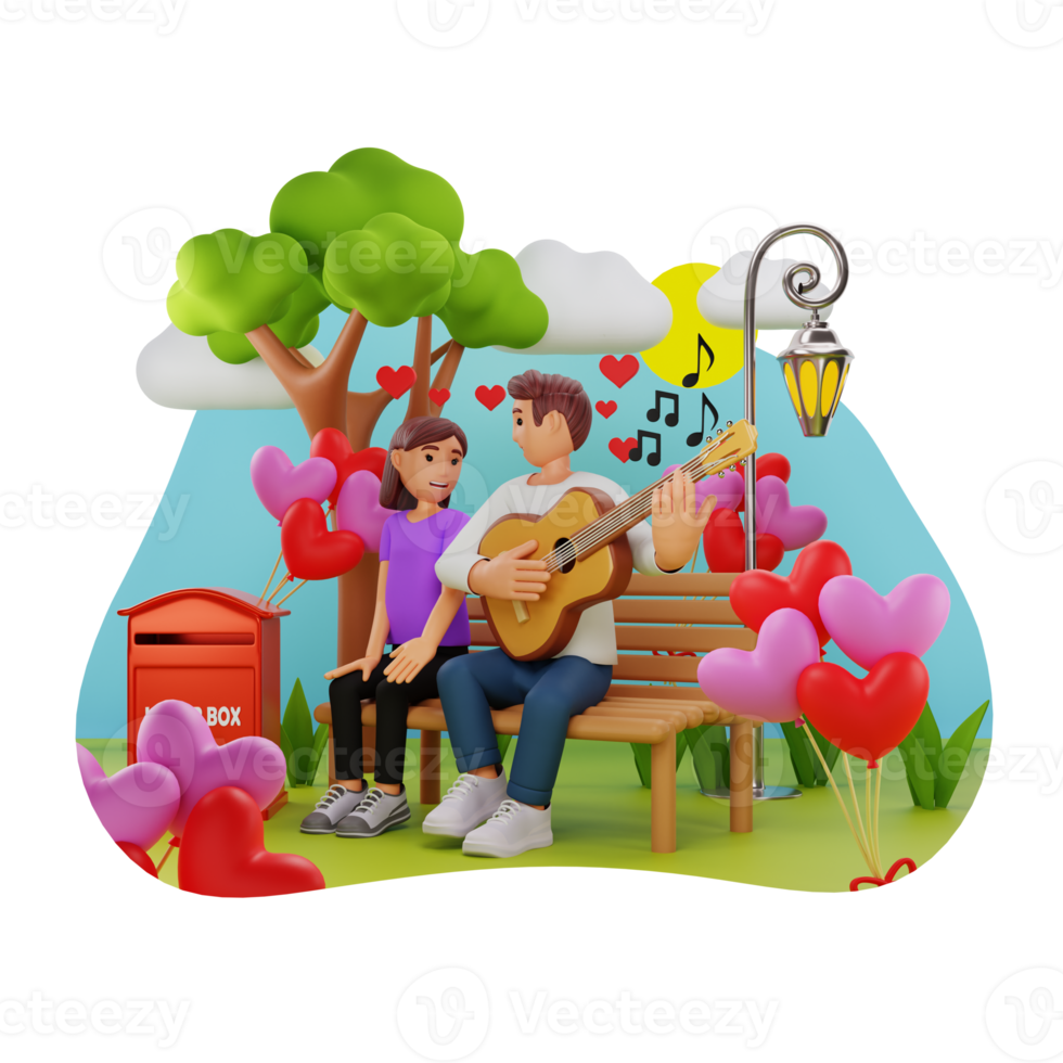 Boy Singing For Girlfriend, 3D Character Illustration png