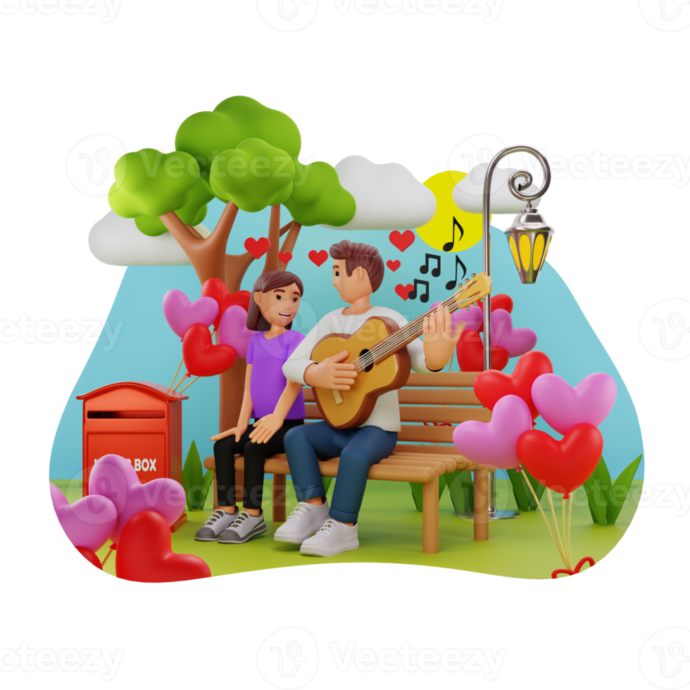 ragazzo cantando per fidanzata, 3d personaggio illustrazione png