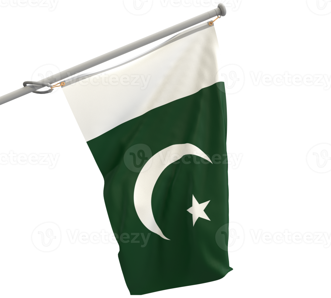 Pakistan journée drapeau agitant blanc isolé gouvernement politique patriotisme nationale liberté pays lune étoile vert musulman islam religion culture 23 Mars indépendance monument un événement vacances.3d rendre png