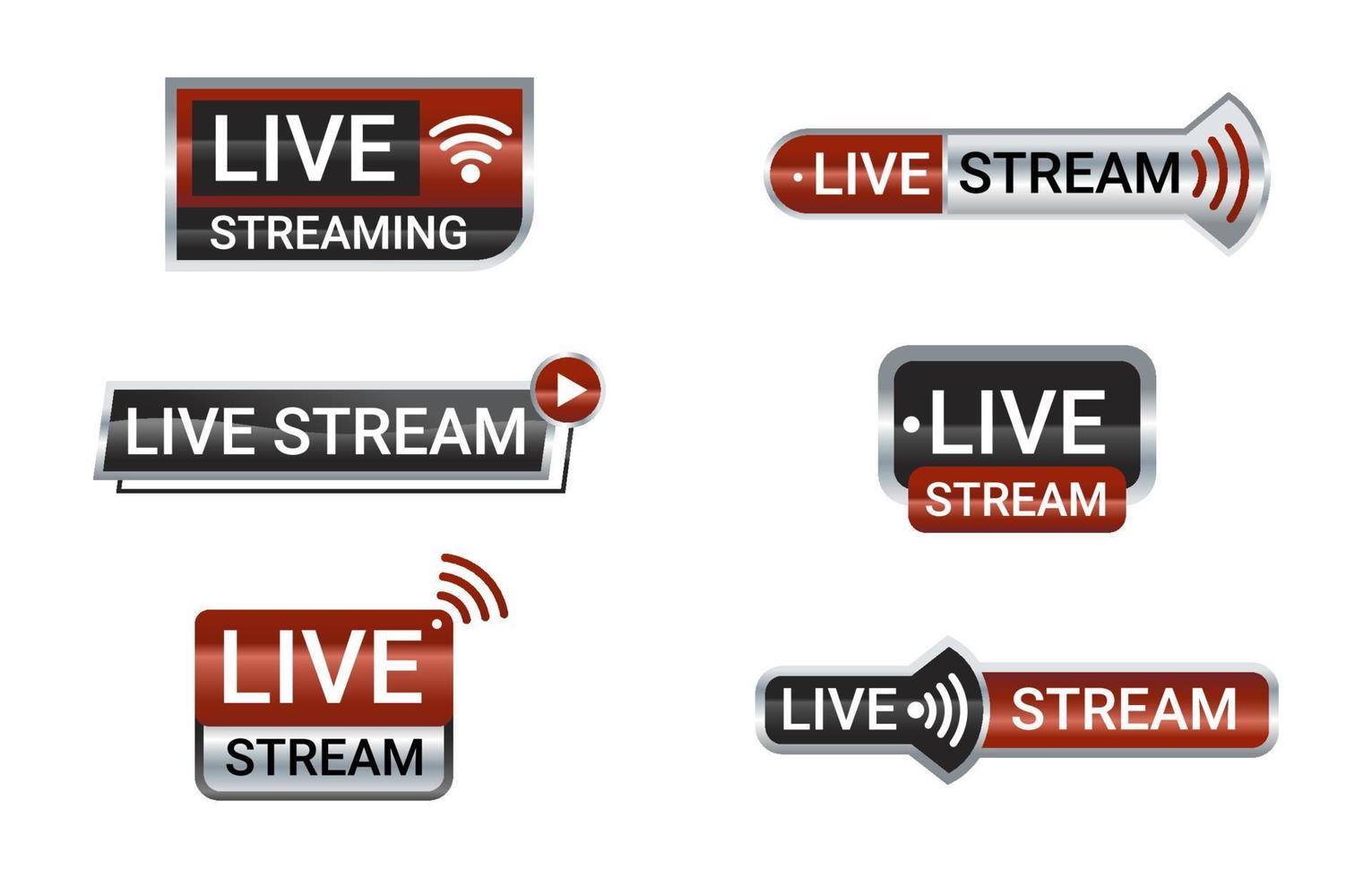 Set of General Live Stream Badges vector