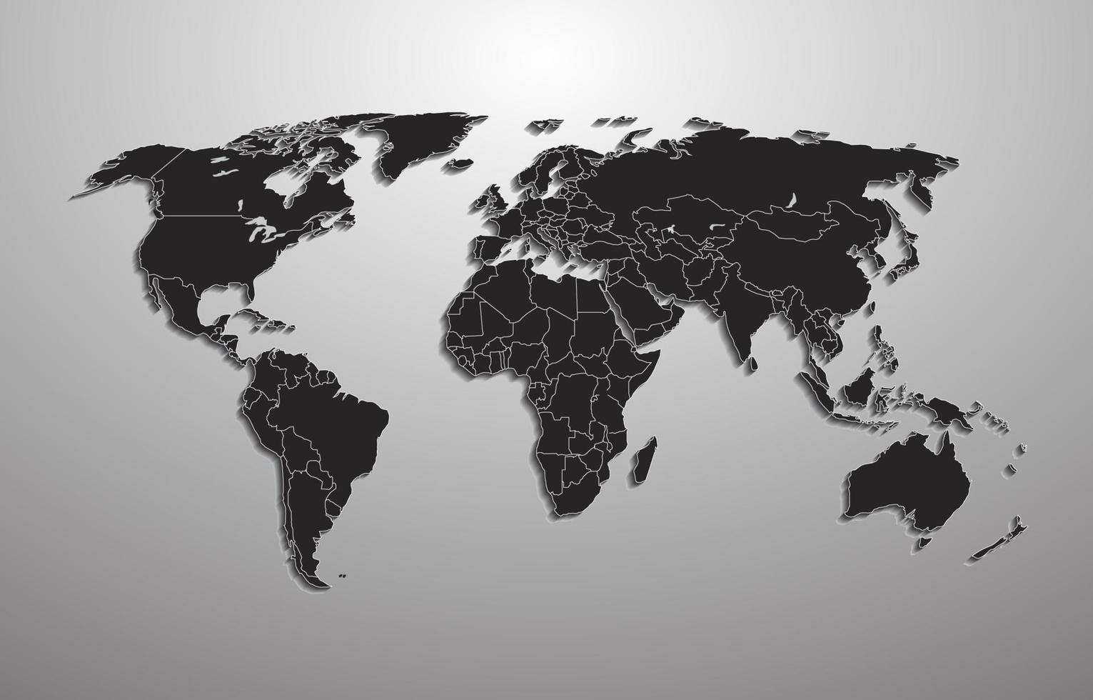 negro y blanco sencillo mundo mapa vector