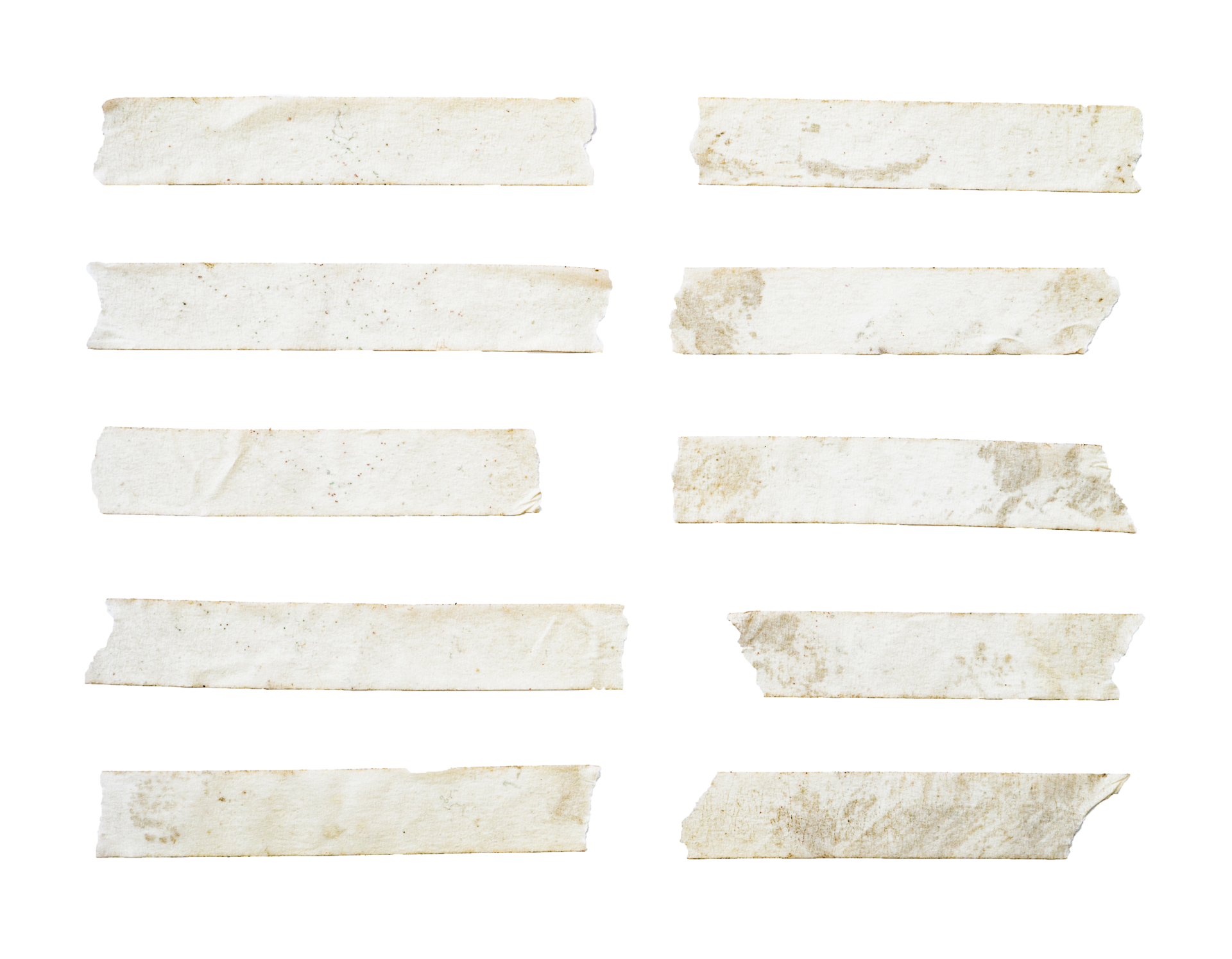 Old adhesive tape set isolated on transparent background. Png realistic