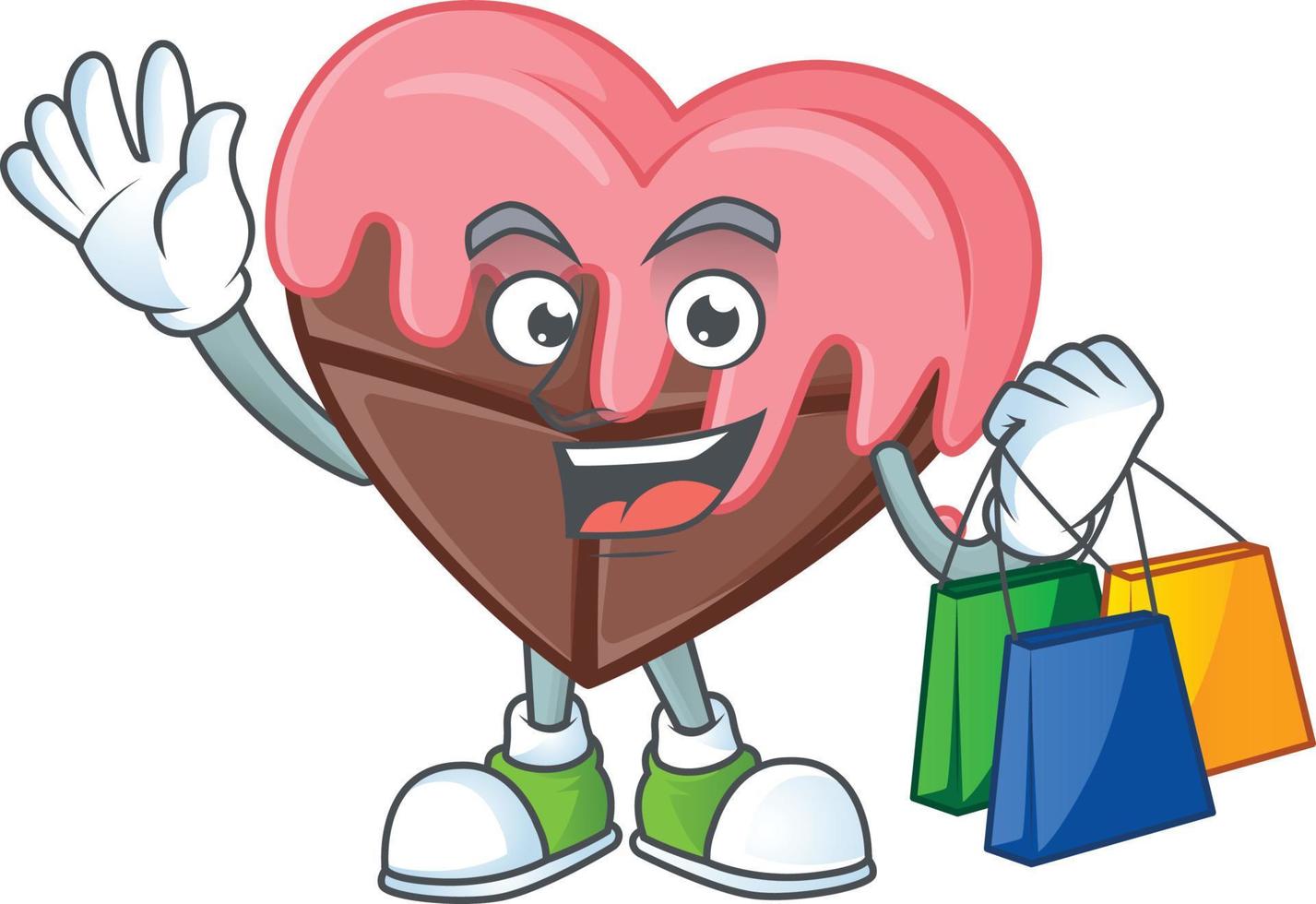 Love chocolate with pink cartoon character style vector