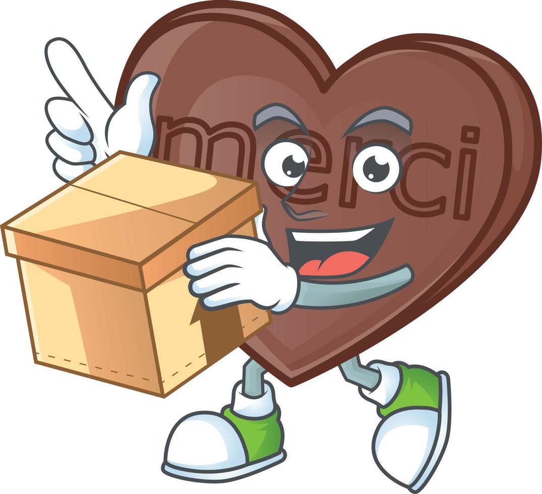 One bite love chocolate cartoon character style vector