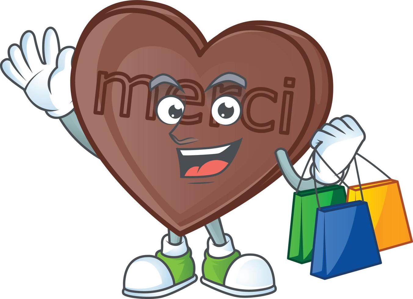 One bite love chocolate cartoon character style vector