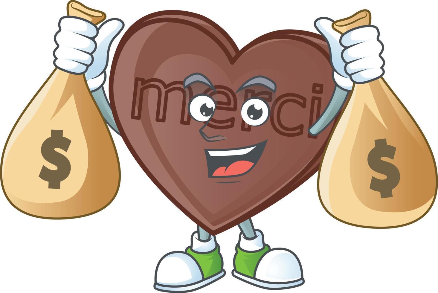 One bite love chocolate cartoon character style vector