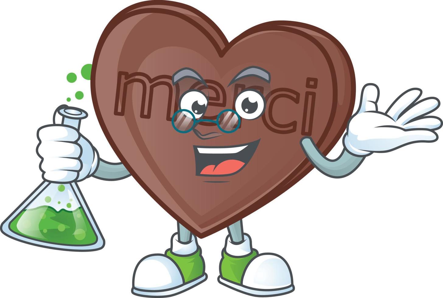 One bite love chocolate cartoon character style vector