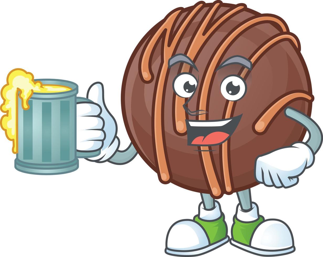 Chocolate praline ball cartoon character style vector