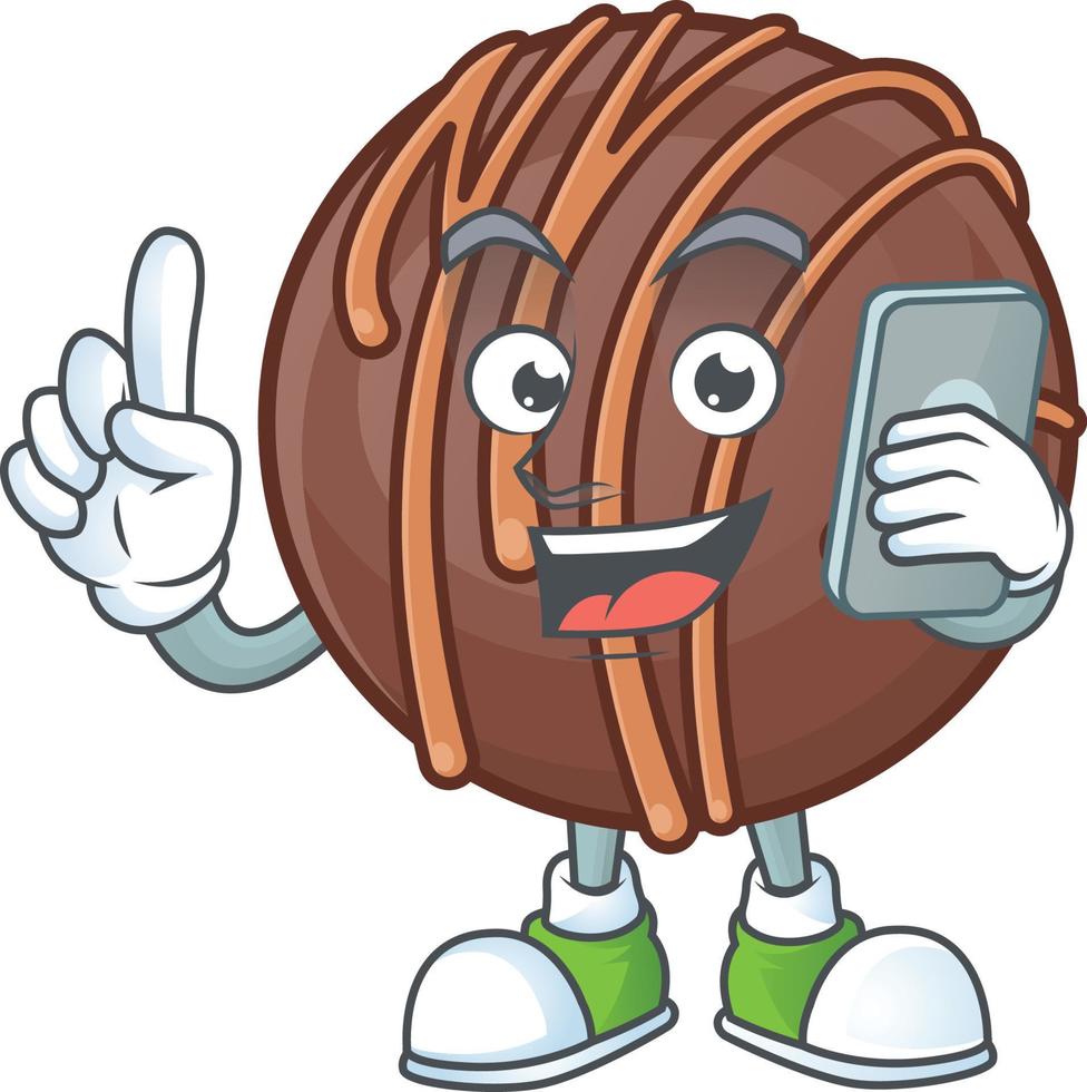 Chocolate praline ball cartoon character style vector