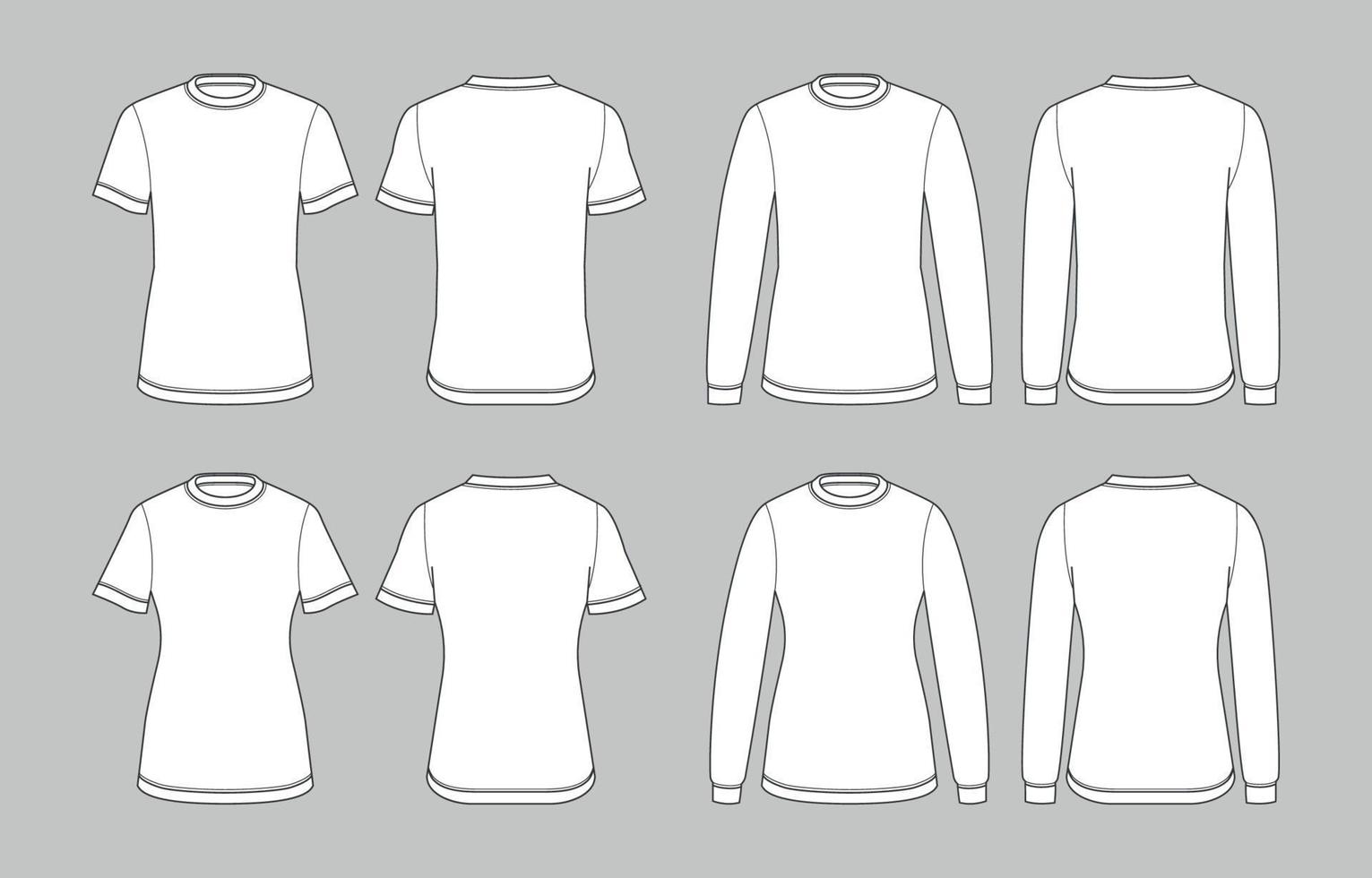 Flat Outline White T Shirts vector