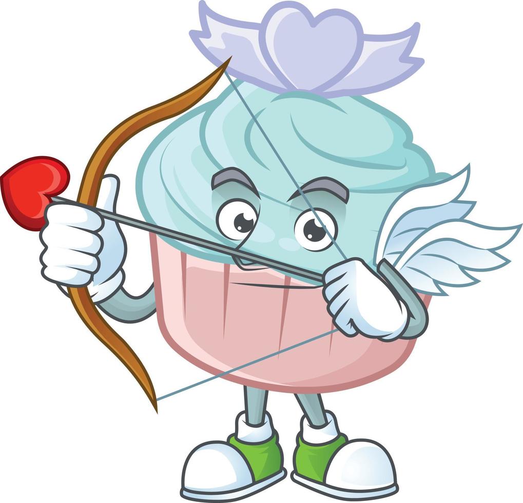 Vanilla blue love cupcake cartoon character style vector