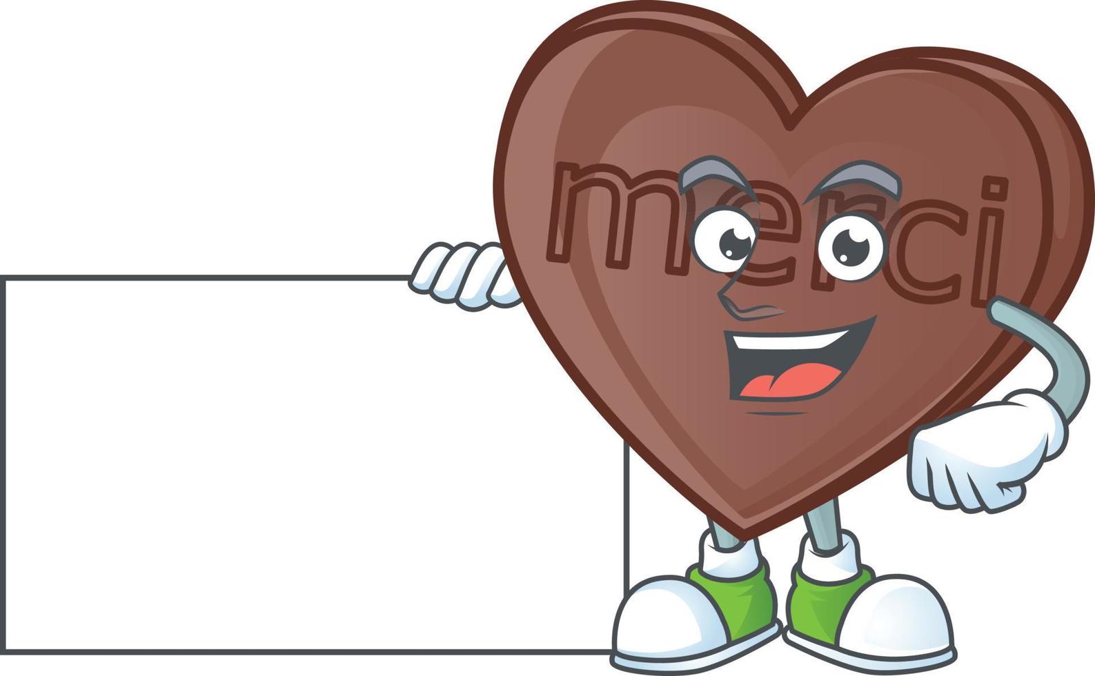 One bite love chocolate cartoon character style vector