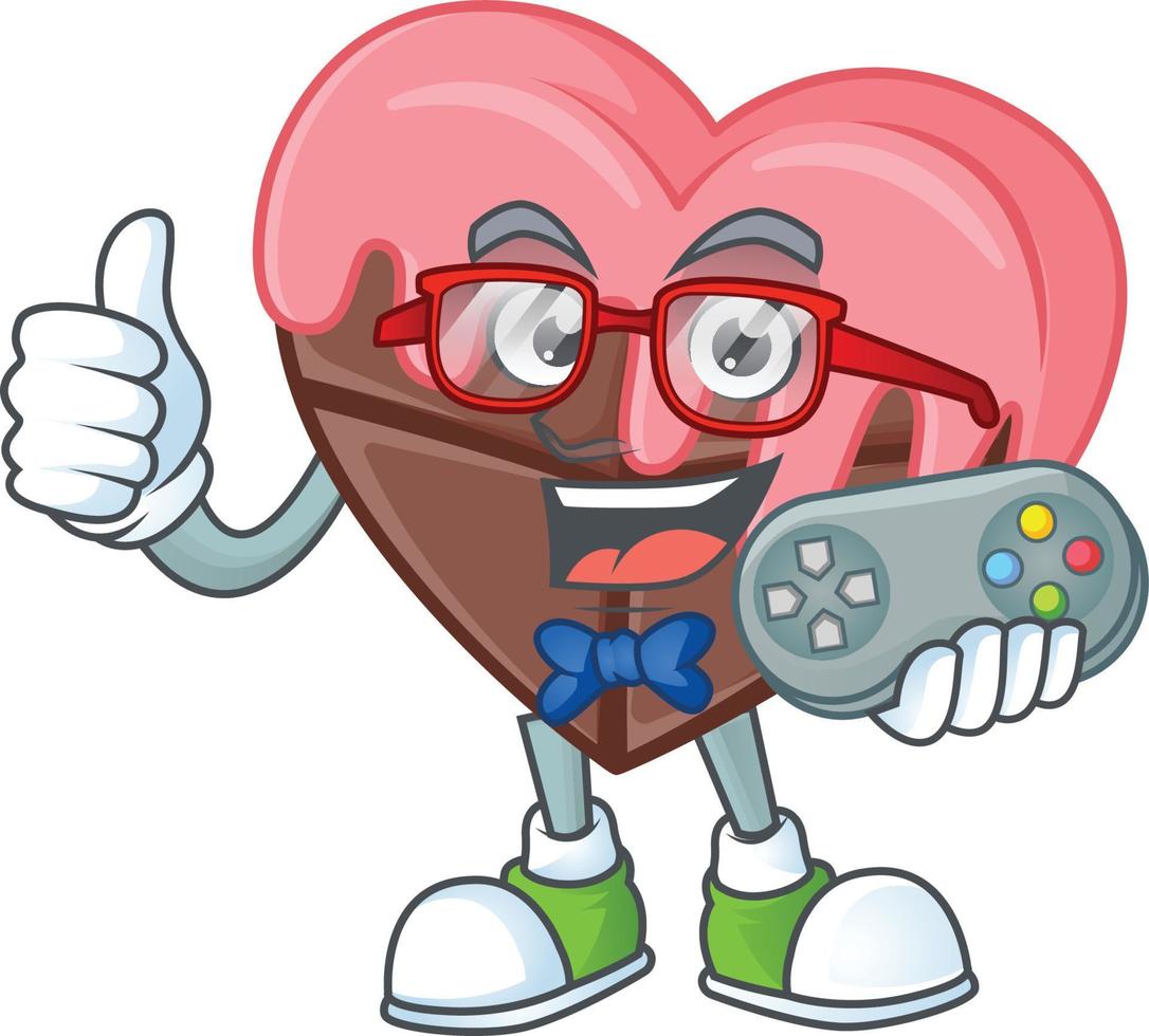 Love chocolate with pink cartoon character style vector