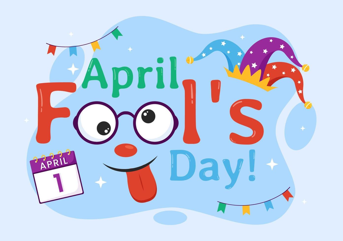Happy April Fools' Day Celebration Illustration wearing a Jester Hat and Surprise for Web Banner or Landing Page in Flat Cartoon Hand Drawn Templates vector