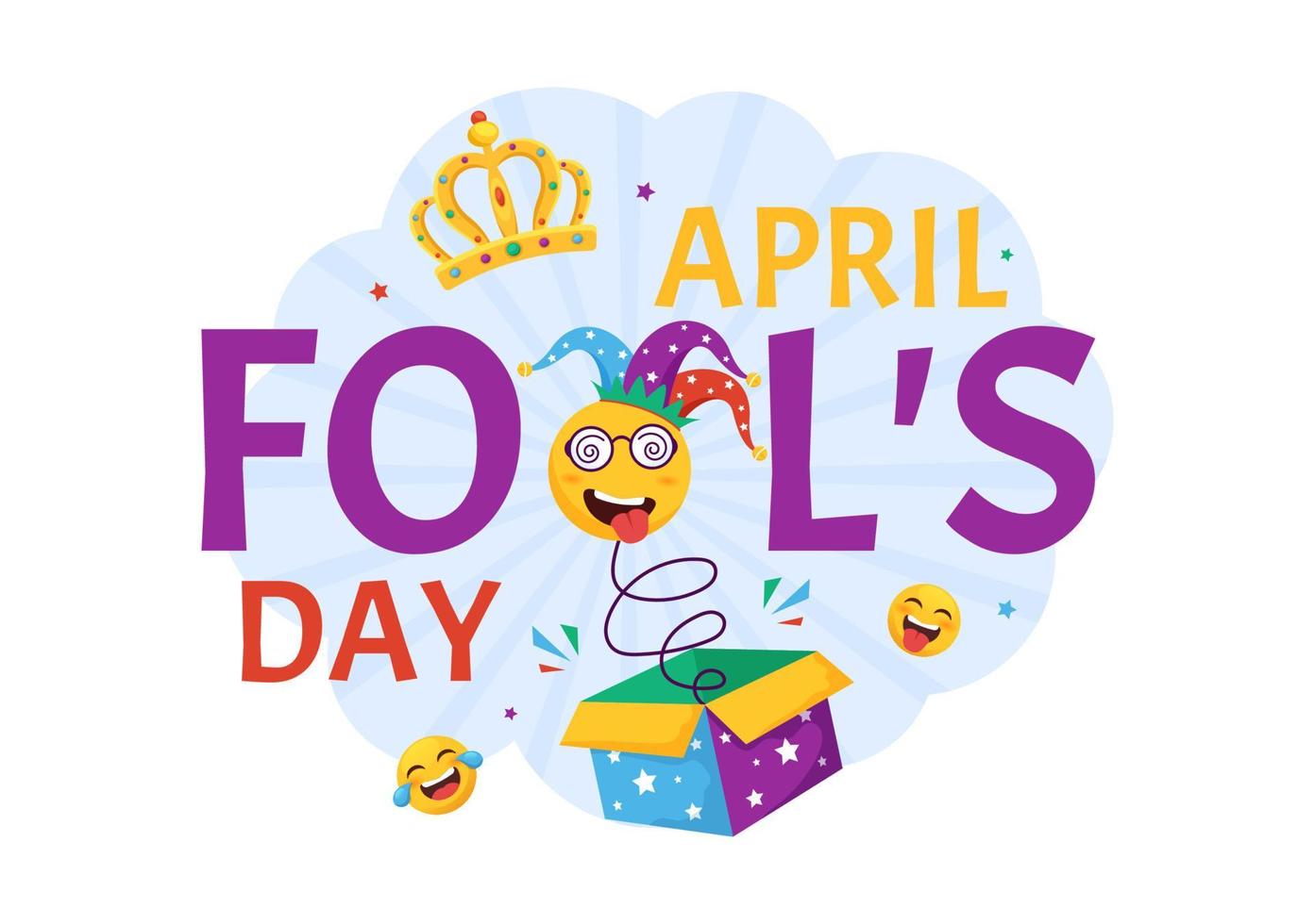 Happy April Fools' Day Celebration Illustration wearing a Jester Hat and Surprise for Web Banner or Landing Page in Flat Cartoon Hand Drawn Templates vector
