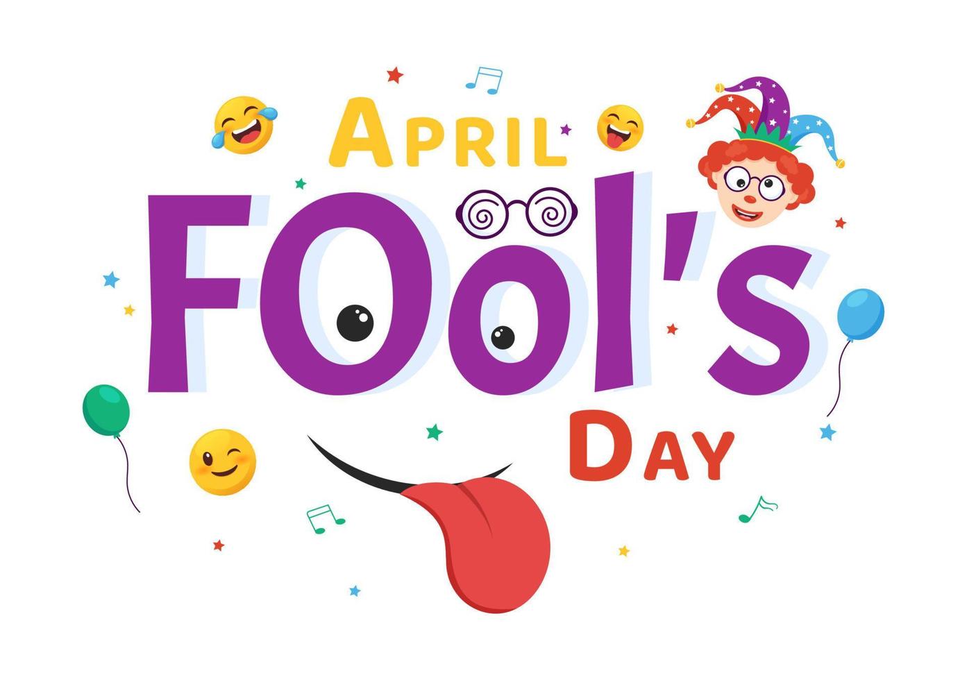 Happy April Fools' Day Celebration Illustration wearing a Jester Hat and Surprise for Web Banner or Landing Page in Flat Cartoon Hand Drawn Templates vector