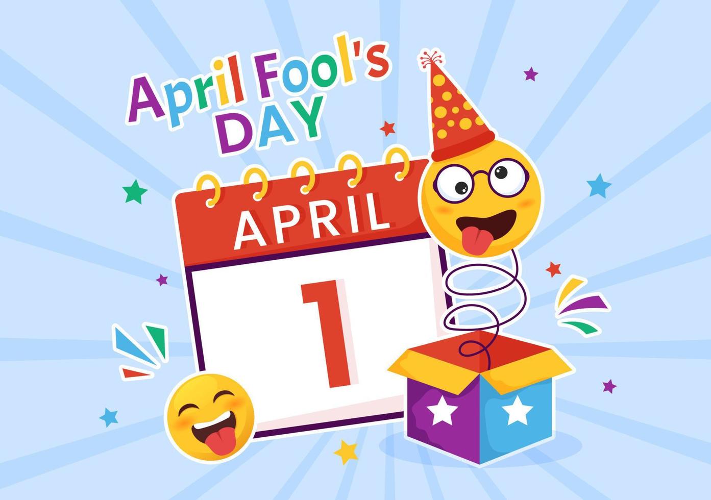 Happy April Fools' Day Celebration Illustration wearing a Jester Hat and Surprise for Web Banner or Landing Page in Flat Cartoon Hand Drawn Templates vector