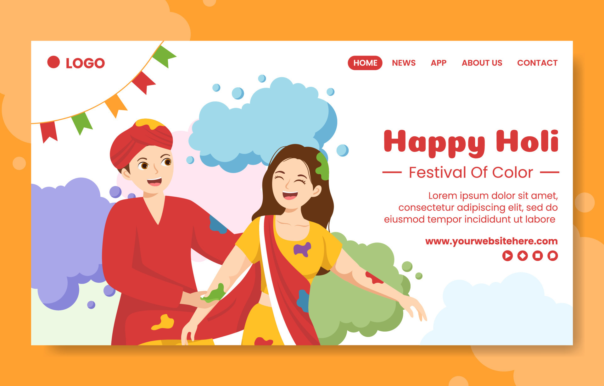Happy Holi Festival Social Media Landing Page Flat Cartoon Hand Drawn Templates Illustration 19983507 Vector Art at Vecteezy Happy Holi Festival Social Media Landing Page Flat Cartoon Hand Drawn Templates Illustration 19983507 Vector Art at Vecteezy