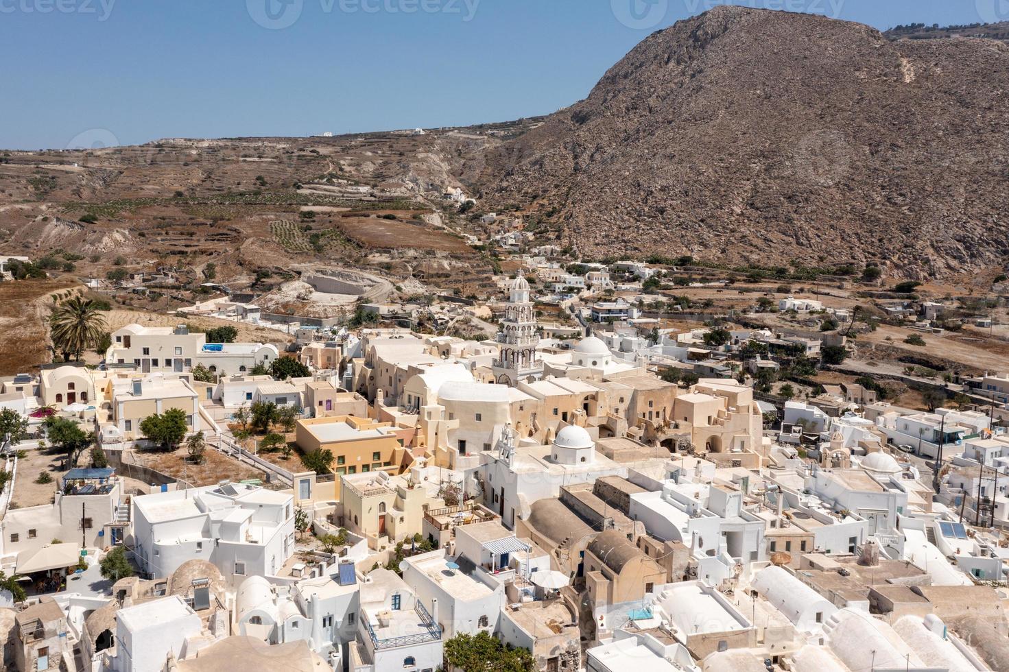 Aerial view of Emporio Village in Santorini, Greece in the South Aegeana Sea. photo