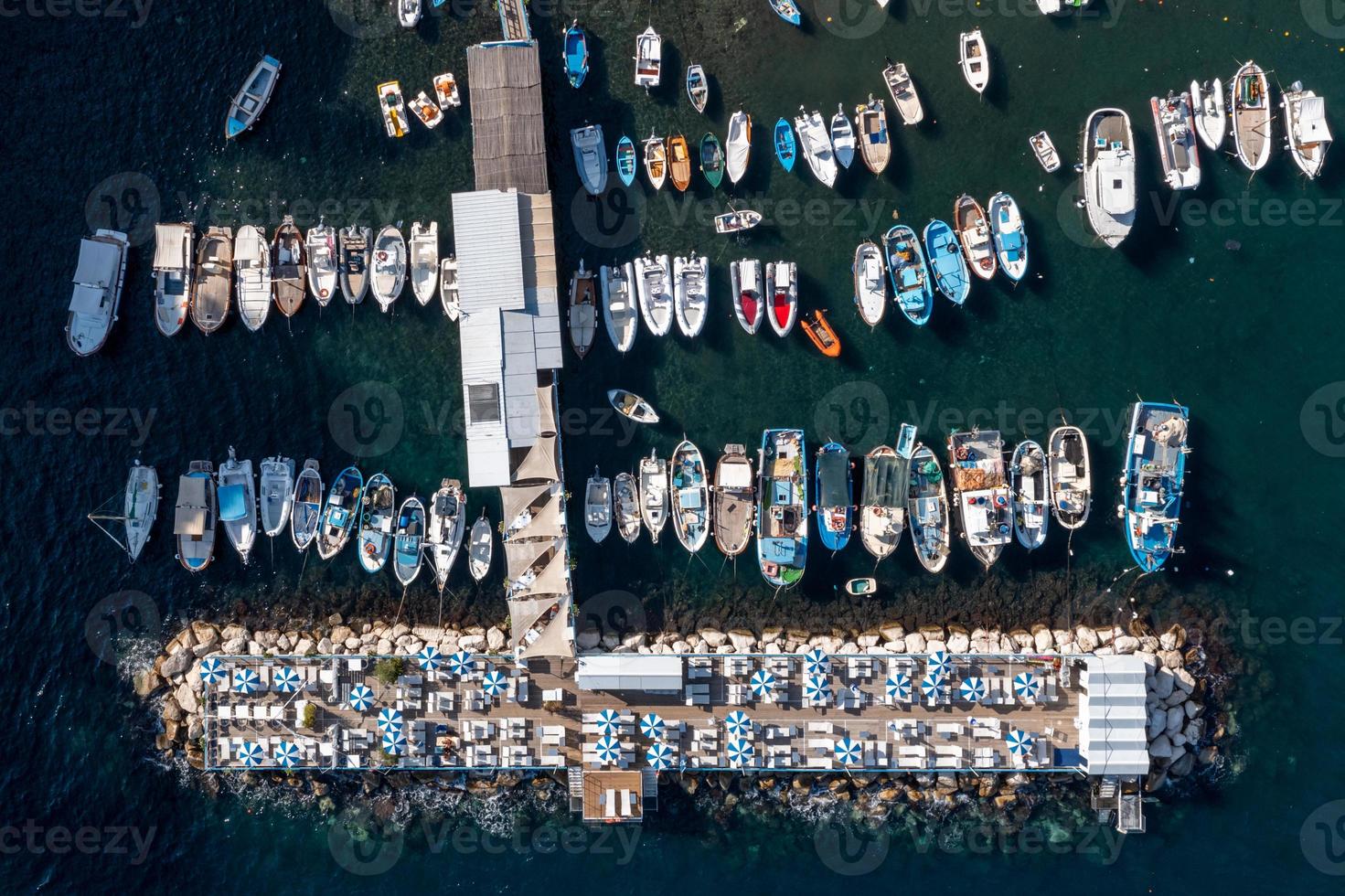 Aerial view of Tony's Beach in Sorrento, Italy on a summer day. photo