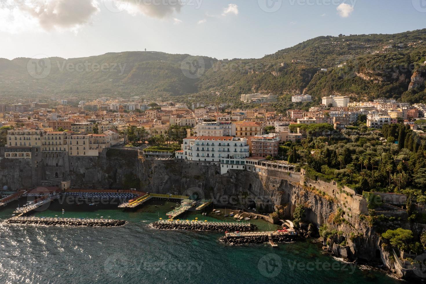 Aerial view of the cliffs of Sorrento, Italy on a summer day. photo