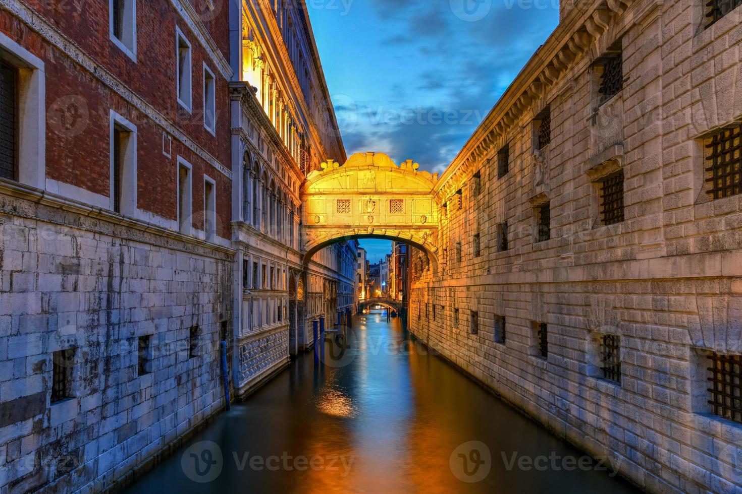Bridge of Sighs or Ponte dei Sospiri at dusk in Venice, Italy. photo