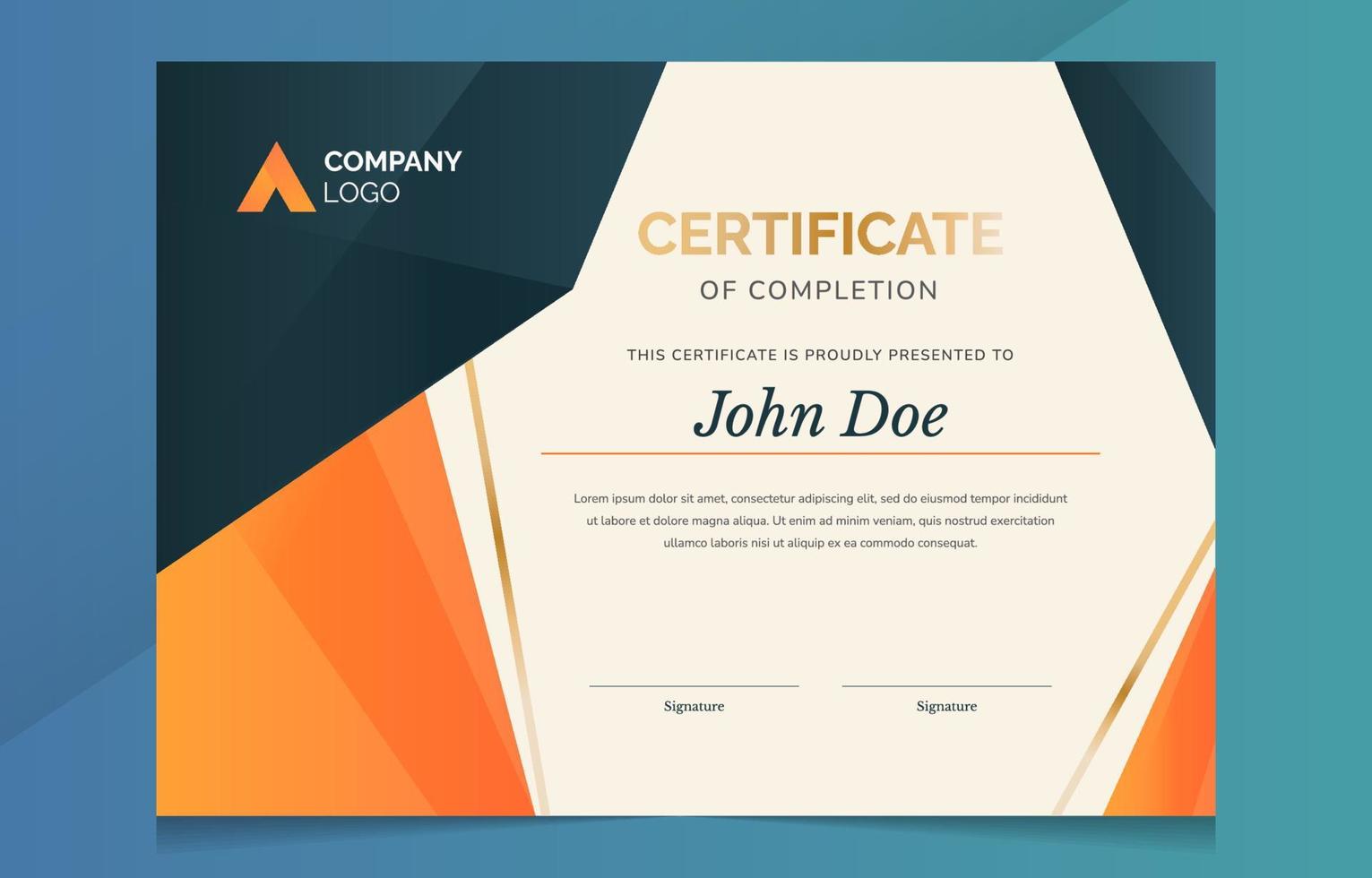 Certificate of Completion Template vector