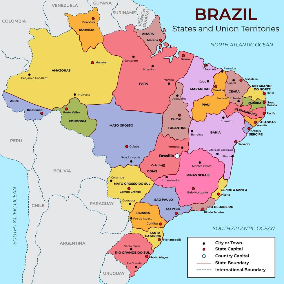 Detailed Map of Brazil vector
