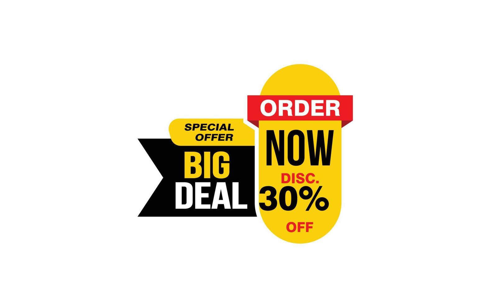 30 Percent BIG DEAL offer, clearance, promotion banner layout with sticker style. vector