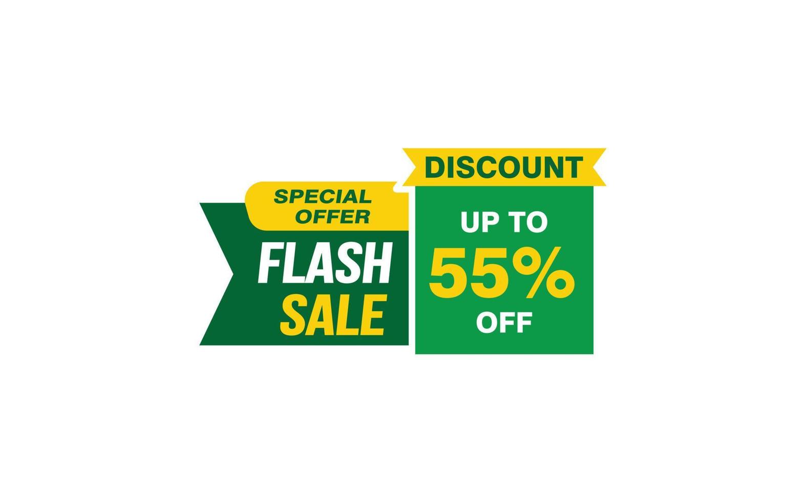 55 Percent FLASH SALE offer, clearance, promotion banner layout with sticker style. vector