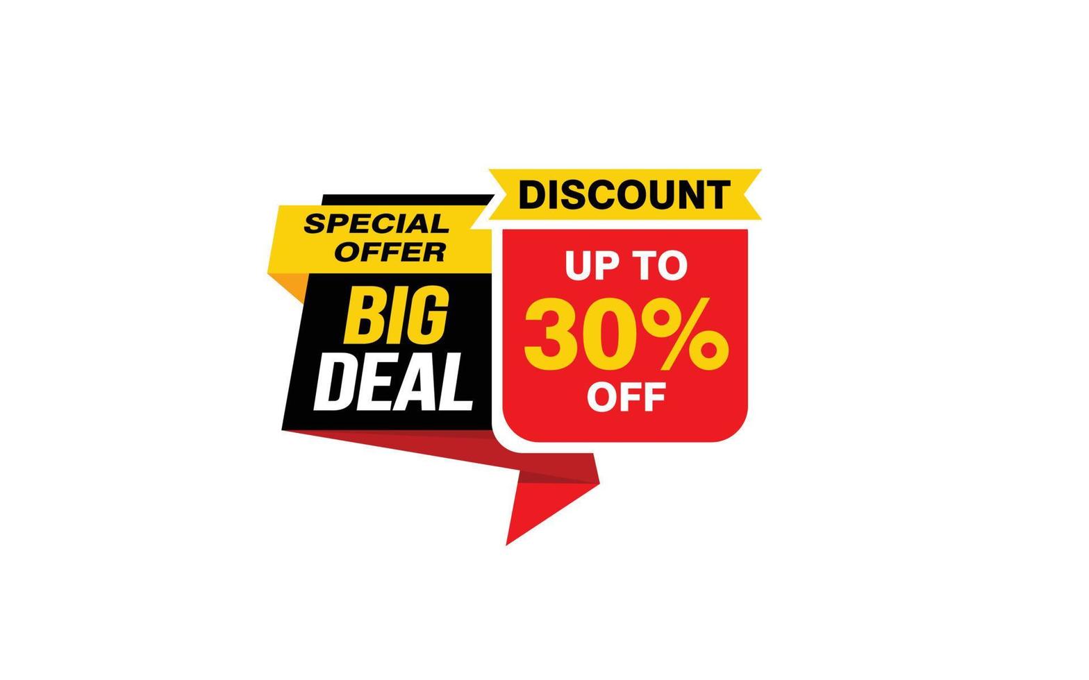 30 Percent BIG DEAL offer, clearance, promotion banner layout with sticker style. vector