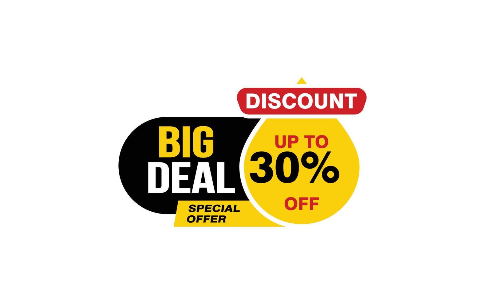30 Percent BIG DEAL offer, clearance, promotion banner layout with sticker style. vector