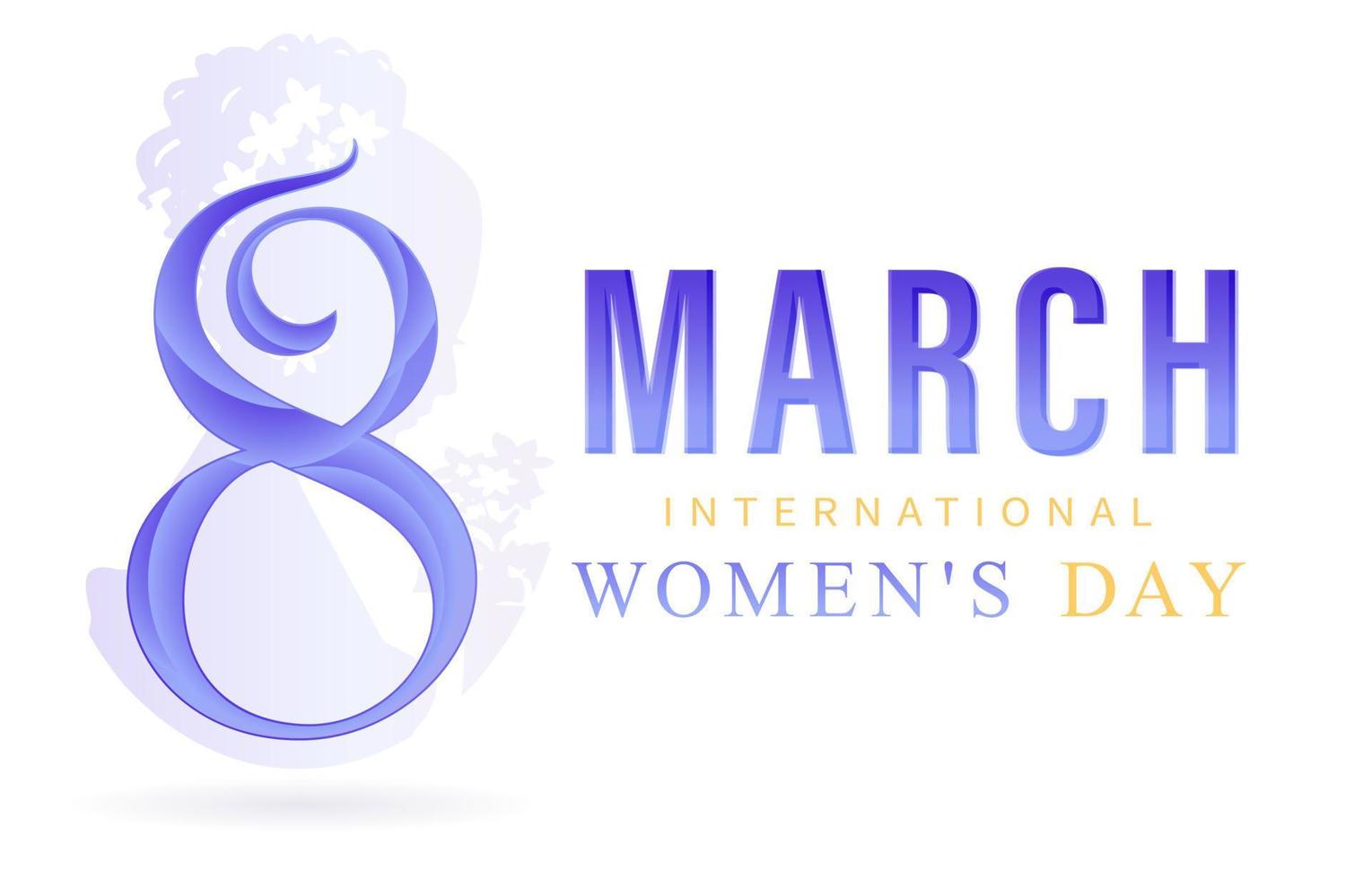 8 March International women's day or 8th march happy women's day with blue number letter and isolated white backgrounds. applicable for poster, banner and anything vector