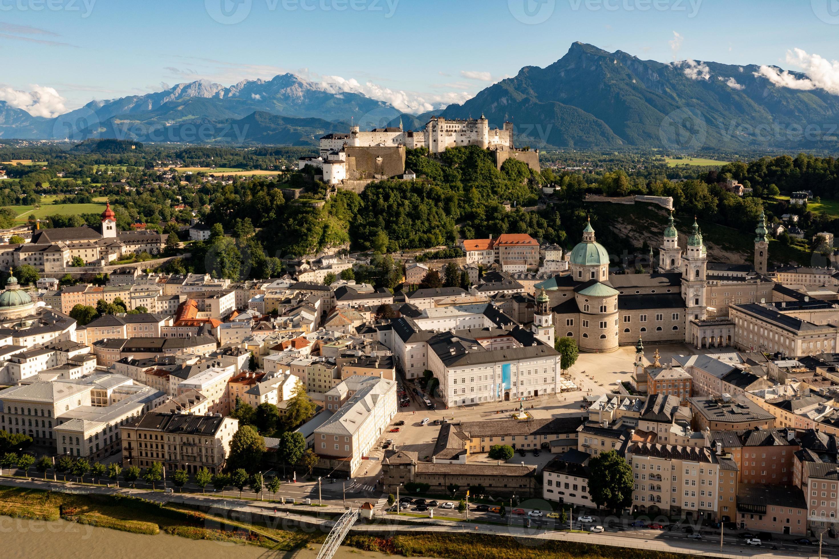 Beautiful view of Salzburg skyline with Festung Hohensalzburg in the ...