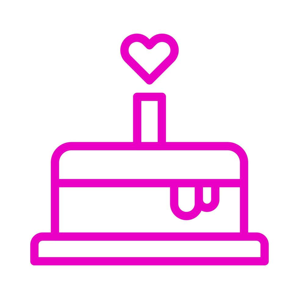 cake icon outline pink style valentine illustration vector element and symbol perfect.