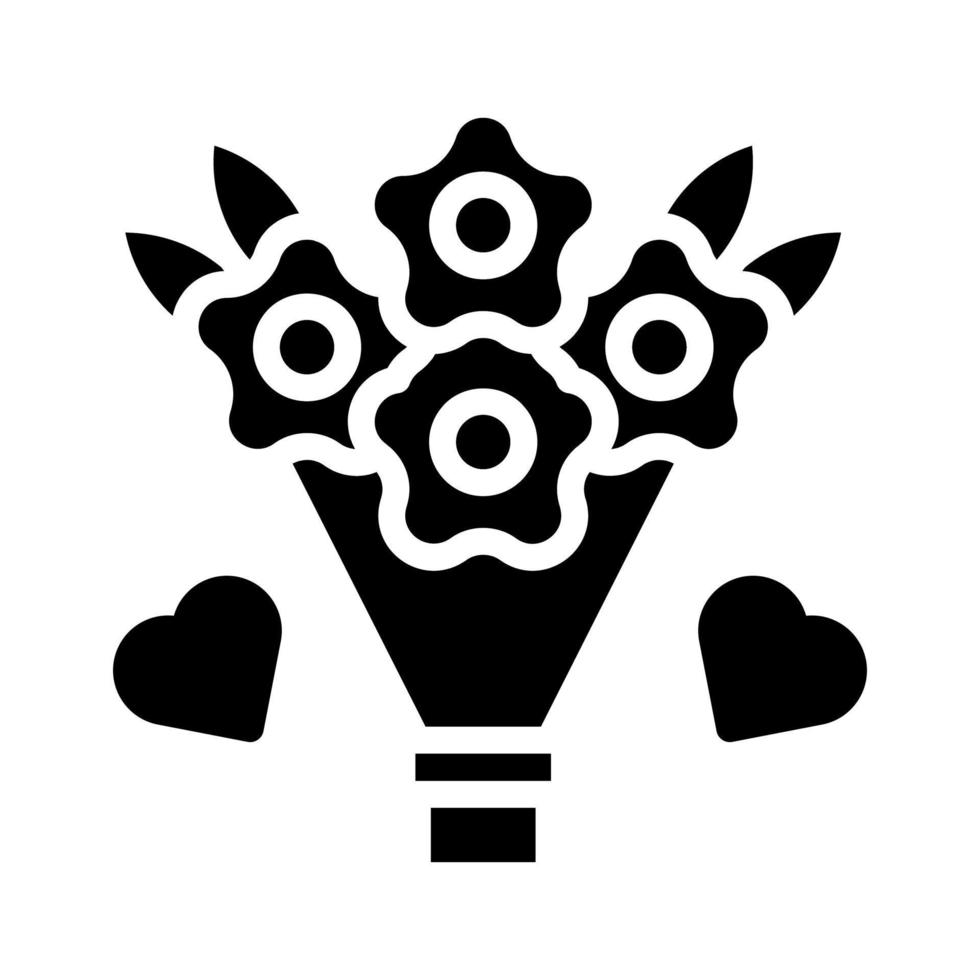 ramo de flores icono sólido estilo enamorado ilustración vector elemento y símbolo Perfecto.