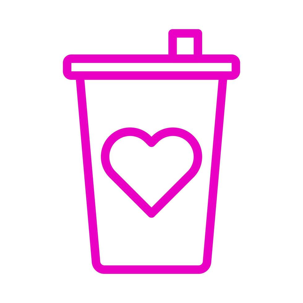 cup icon outline pink style valentine illustration vector element and symbol perfect.