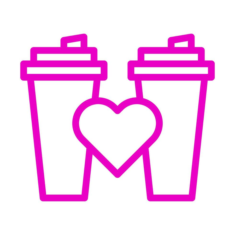 cup icon outline pink style valentine illustration vector element and symbol perfect.