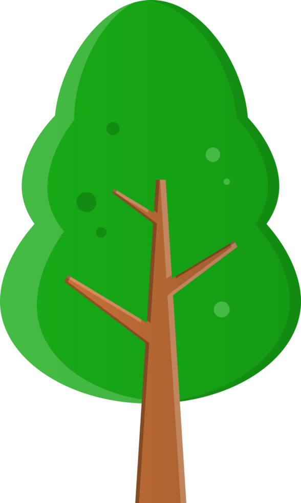 single green pine tree flat object png