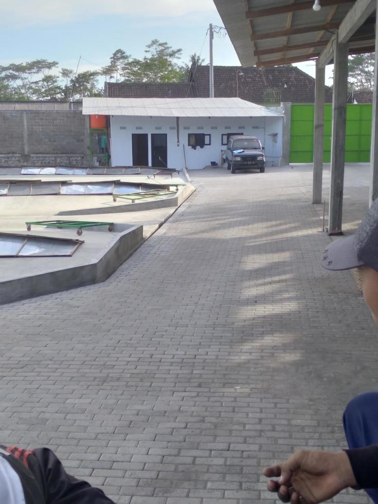 field or warehouse for drying rice photo