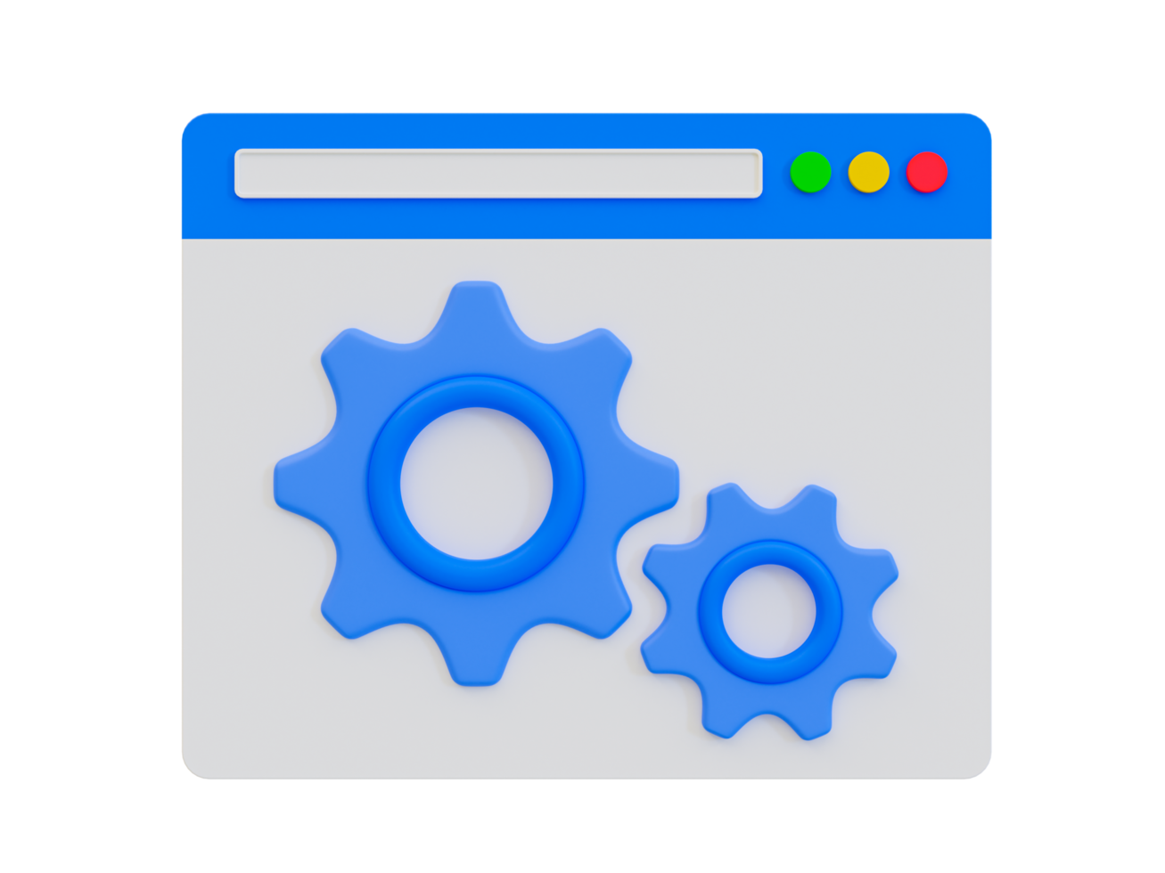 3d minimal settings page icon. User configuration page icon. Settings and privacy concept. Web browser with a gearwheel. 3d rendering illustration. png