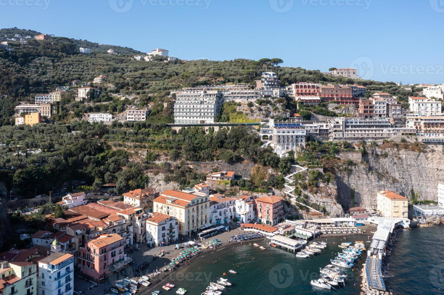 Aerial view of the cliffs of Sorrento, Italy on a summer day. photo