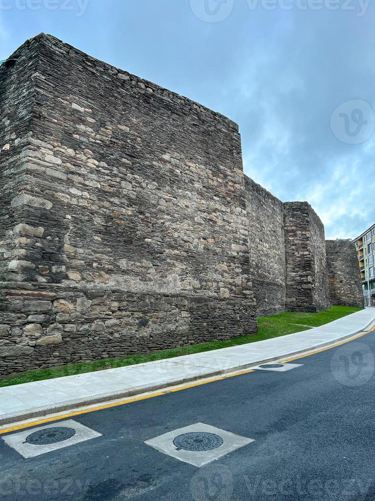 View from the Roman wall of Lugo. The walls of Lugo were built in the later part of the 3rd century to defend the Roman town of Lucus. photo