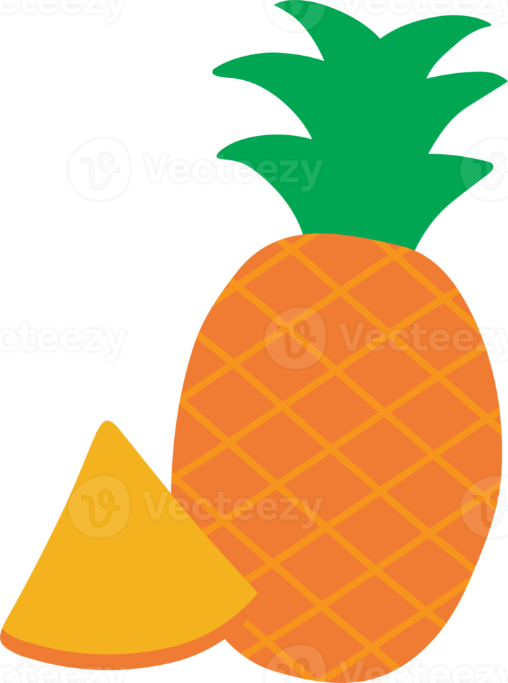 piece of pineapple illustration hand drawn style png