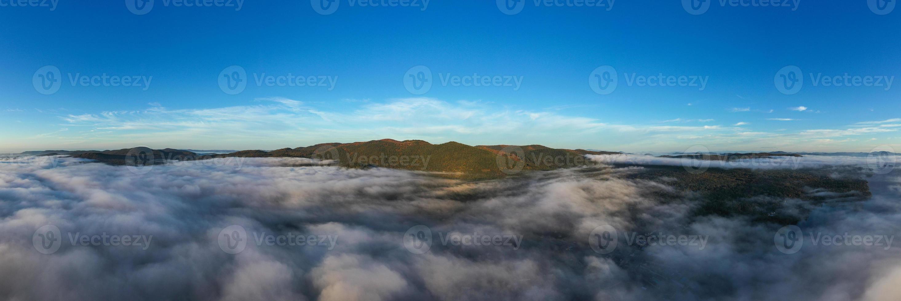 Panoramic view of the bay in Lake George, New York at dawn. photo